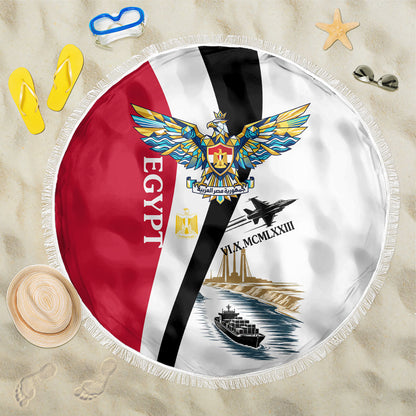 Egyptian Armed Forces Beach Blanket Military Flag Jet Fighter - Suez Canal - Eagle Of Saladin