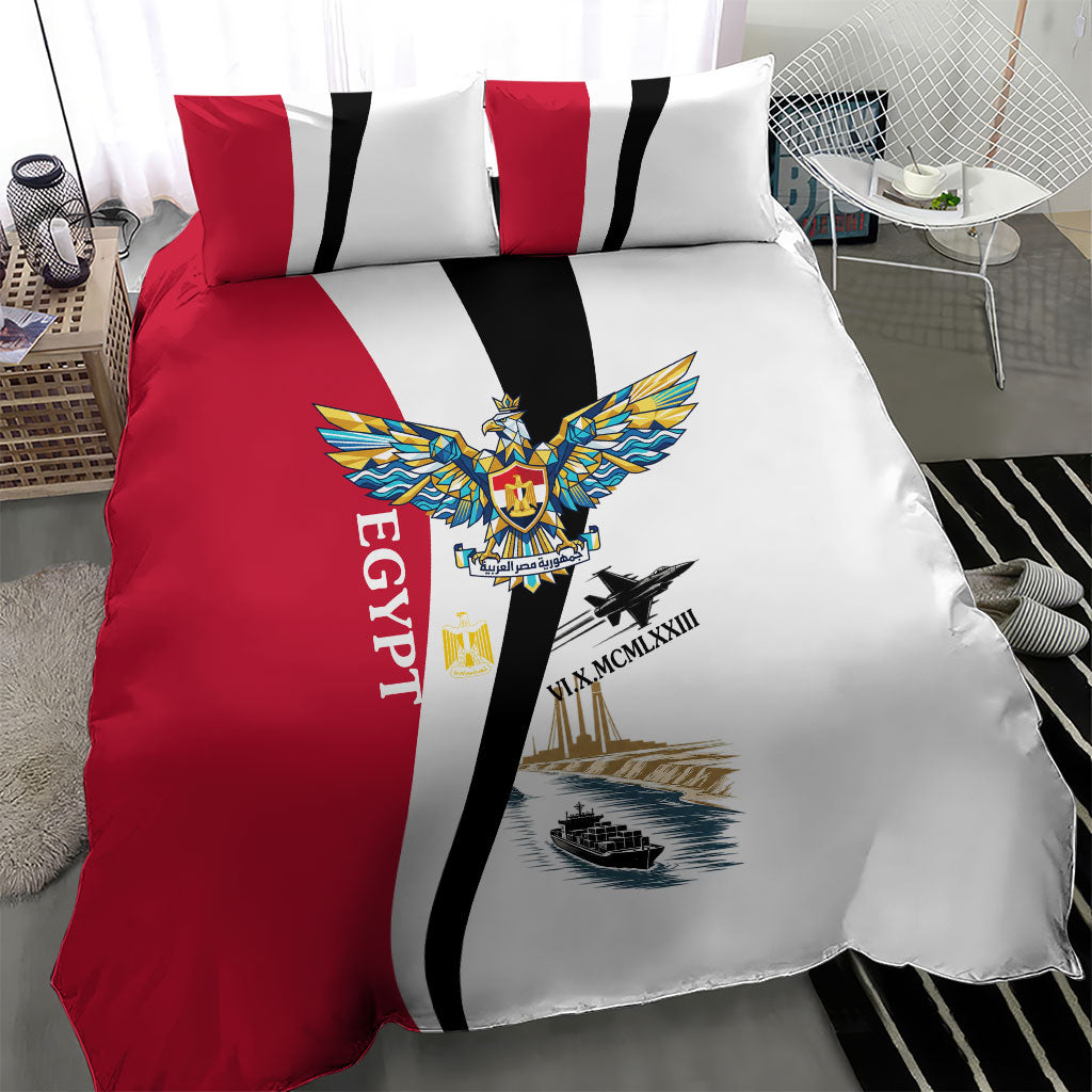Egyptian Armed Forces Bedding Set Military Flag Jet Fighter - Suez Canal - Eagle Of Saladin