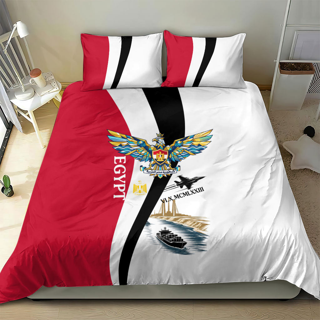 Egyptian Armed Forces Bedding Set Military Flag Jet Fighter - Suez Canal - Eagle Of Saladin