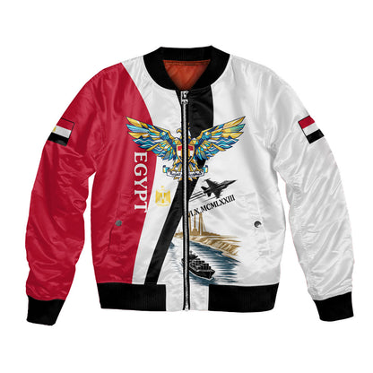 Egyptian Armed Forces Bomber Jacket Military Flag Jet Fighter - Suez Canal - Eagle Of Saladin