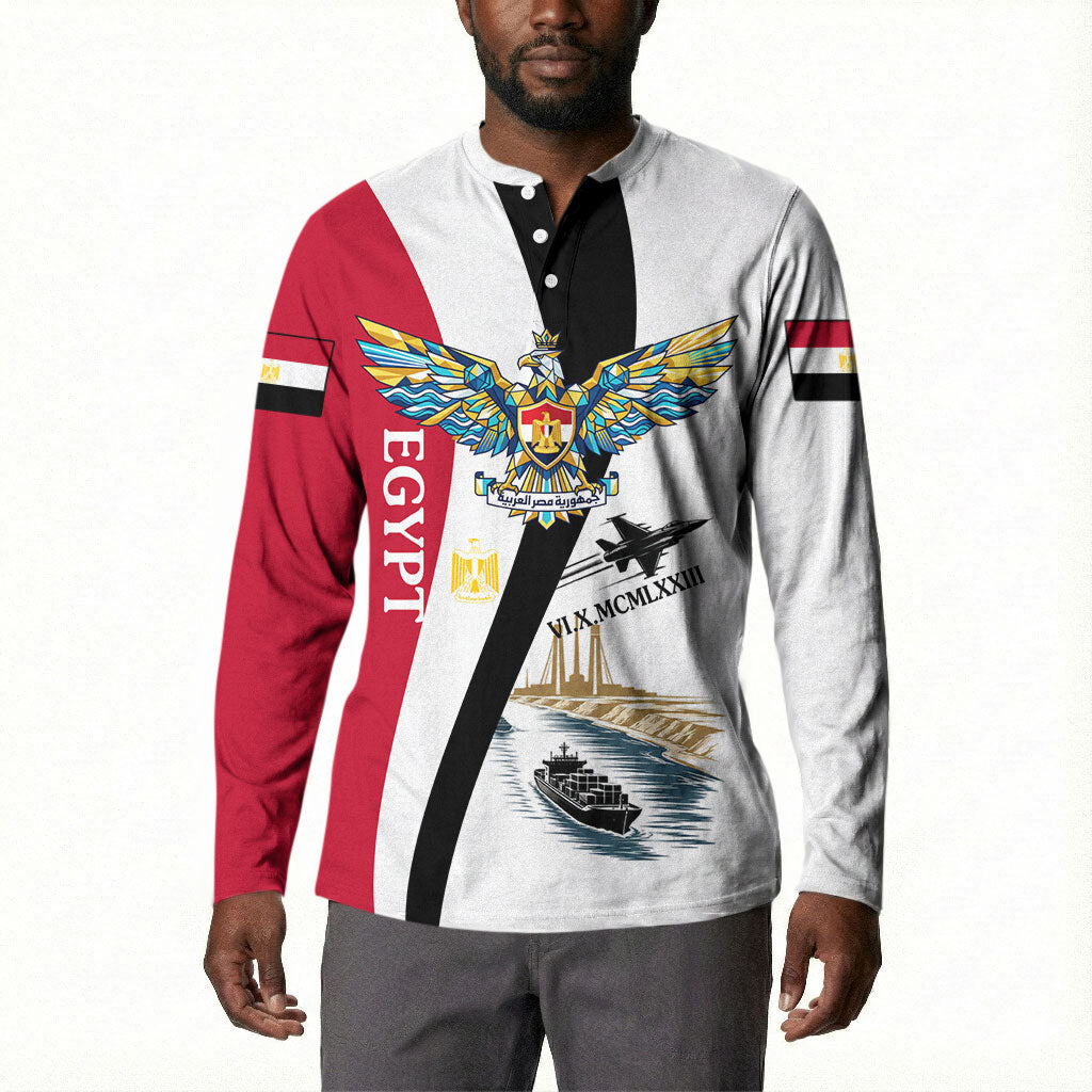 Egyptian Armed Forces Button Sweatshirt Military Flag Jet Fighter - Suez Canal - Eagle Of Saladin