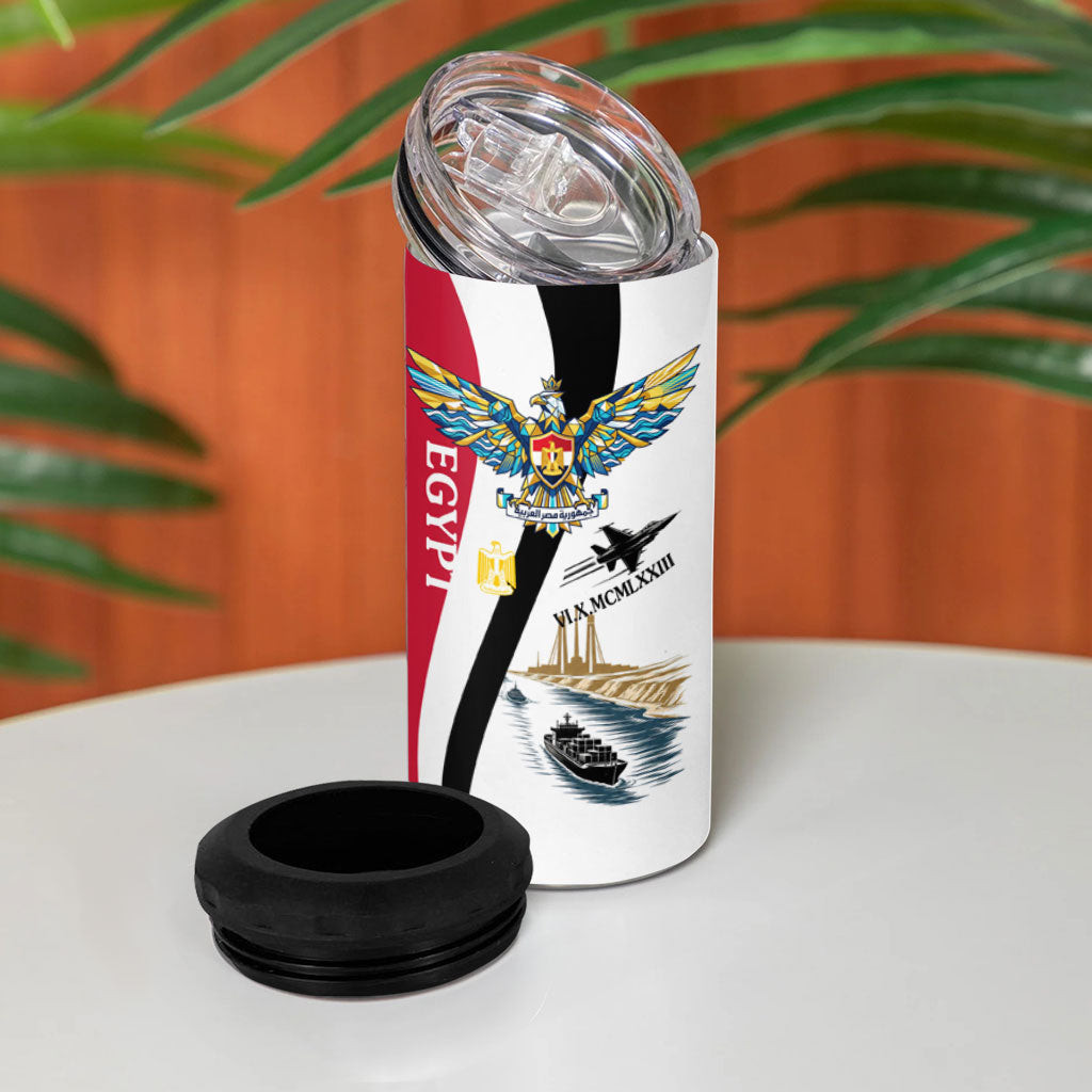 Egyptian Armed Forces 4 in 1 Can Cooler Tumbler Military Flag Jet Fighter - Suez Canal - Eagle Of Saladin