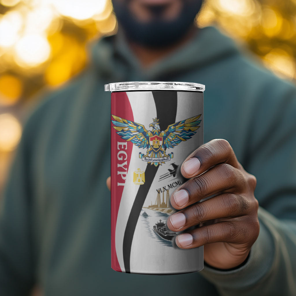 Egyptian Armed Forces 4 in 1 Can Cooler Tumbler Military Flag Jet Fighter - Suez Canal - Eagle Of Saladin
