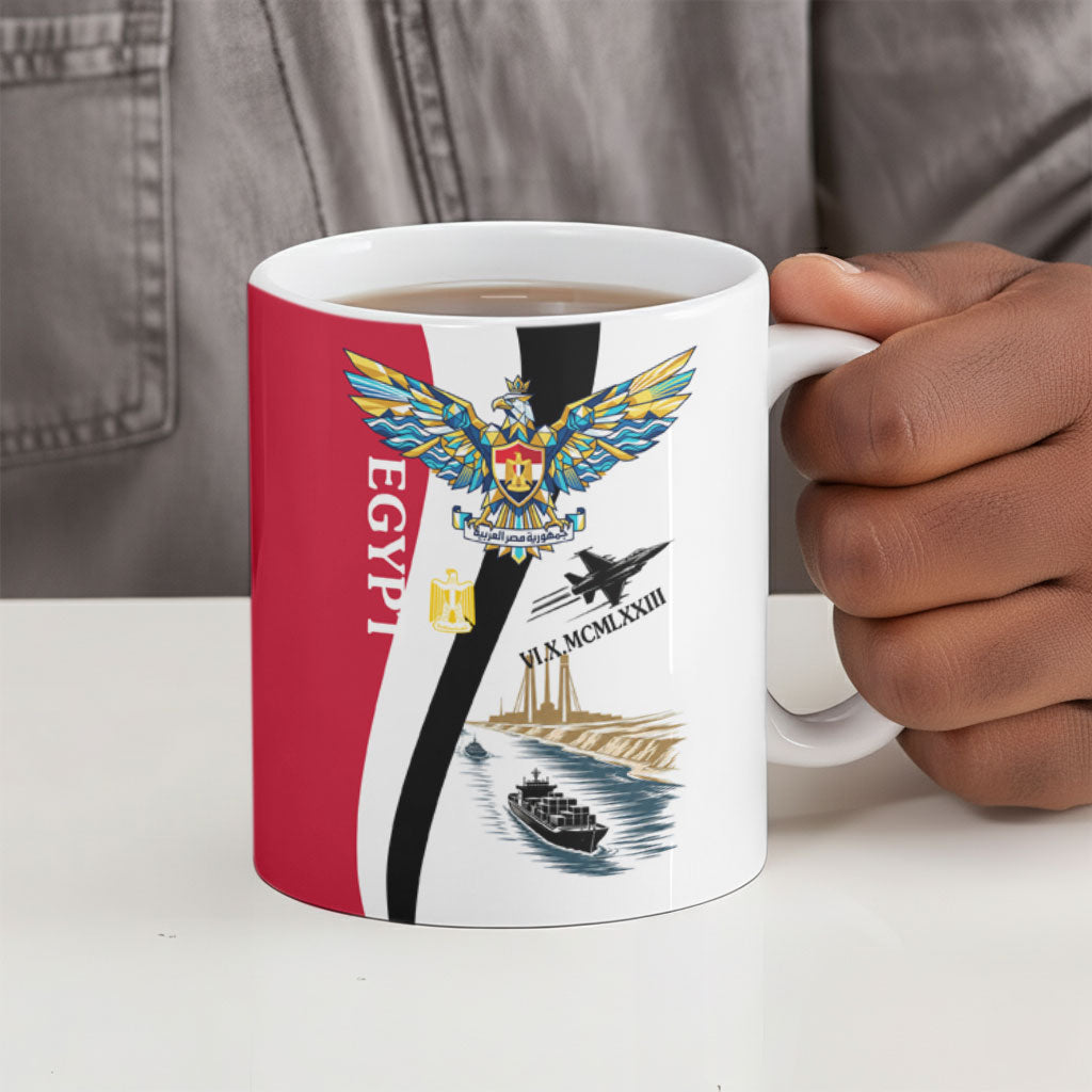 Egyptian Armed Forces Ceramic Mug Military Flag Jet Fighter - Suez Canal - Eagle Of Saladin