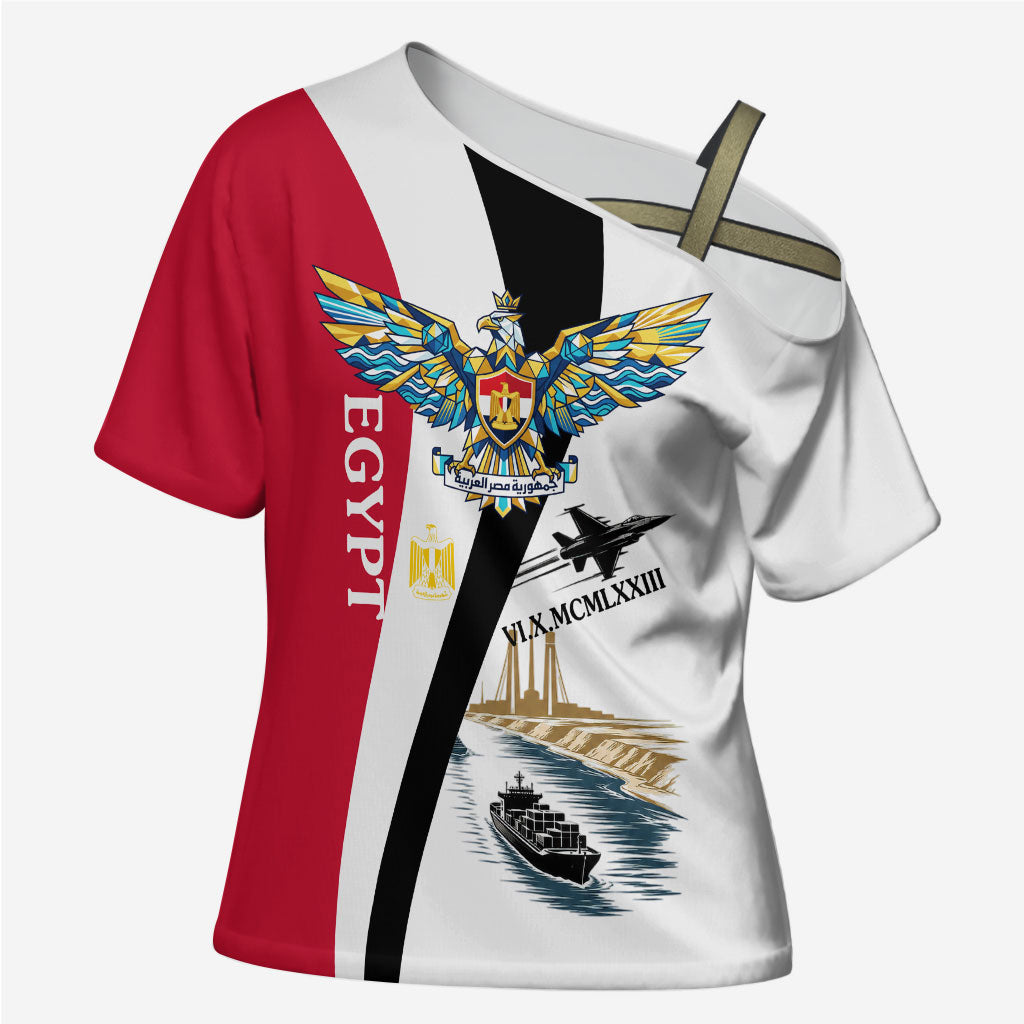 Egyptian Armed Forces Cross Shoulder Shirt Military Flag Jet Fighter - Suez Canal - Eagle Of Saladin