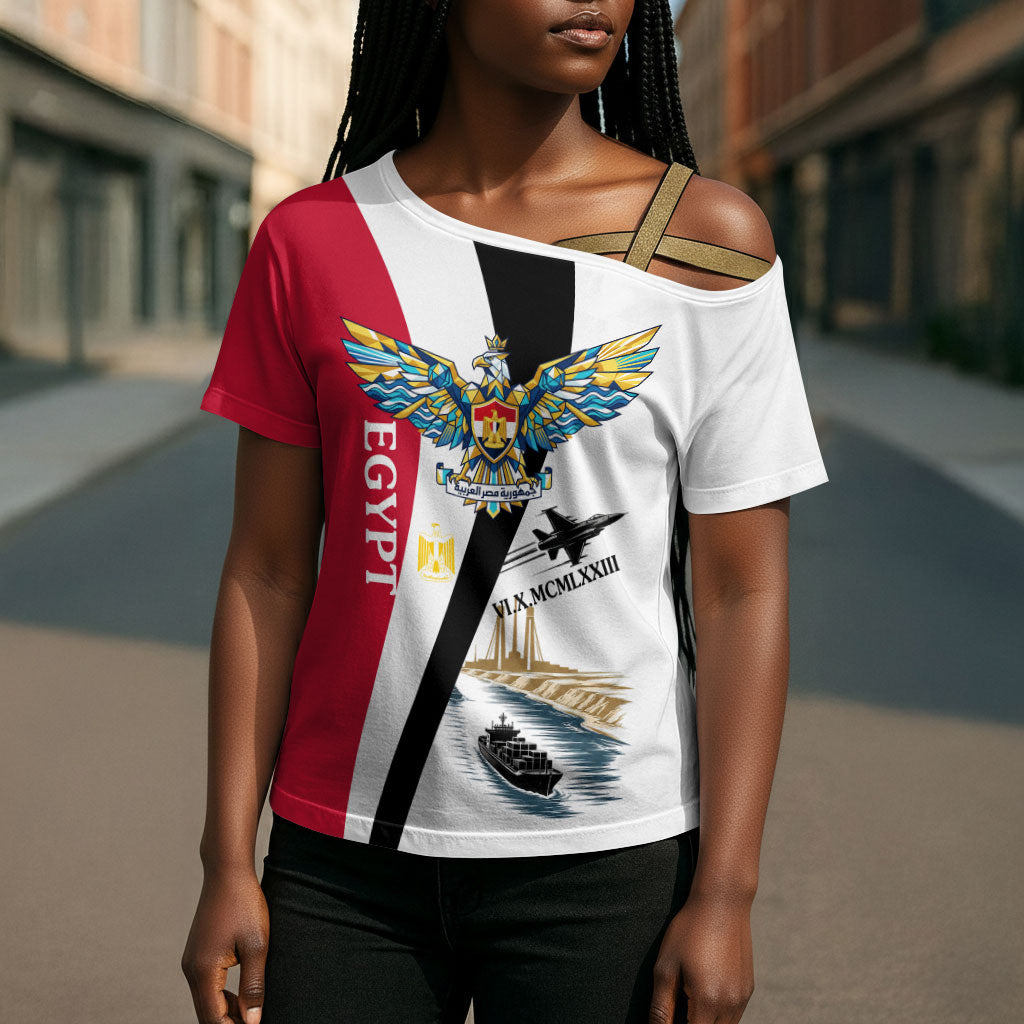 Egyptian Armed Forces Cross Shoulder Shirt Military Flag Jet Fighter - Suez Canal - Eagle Of Saladin