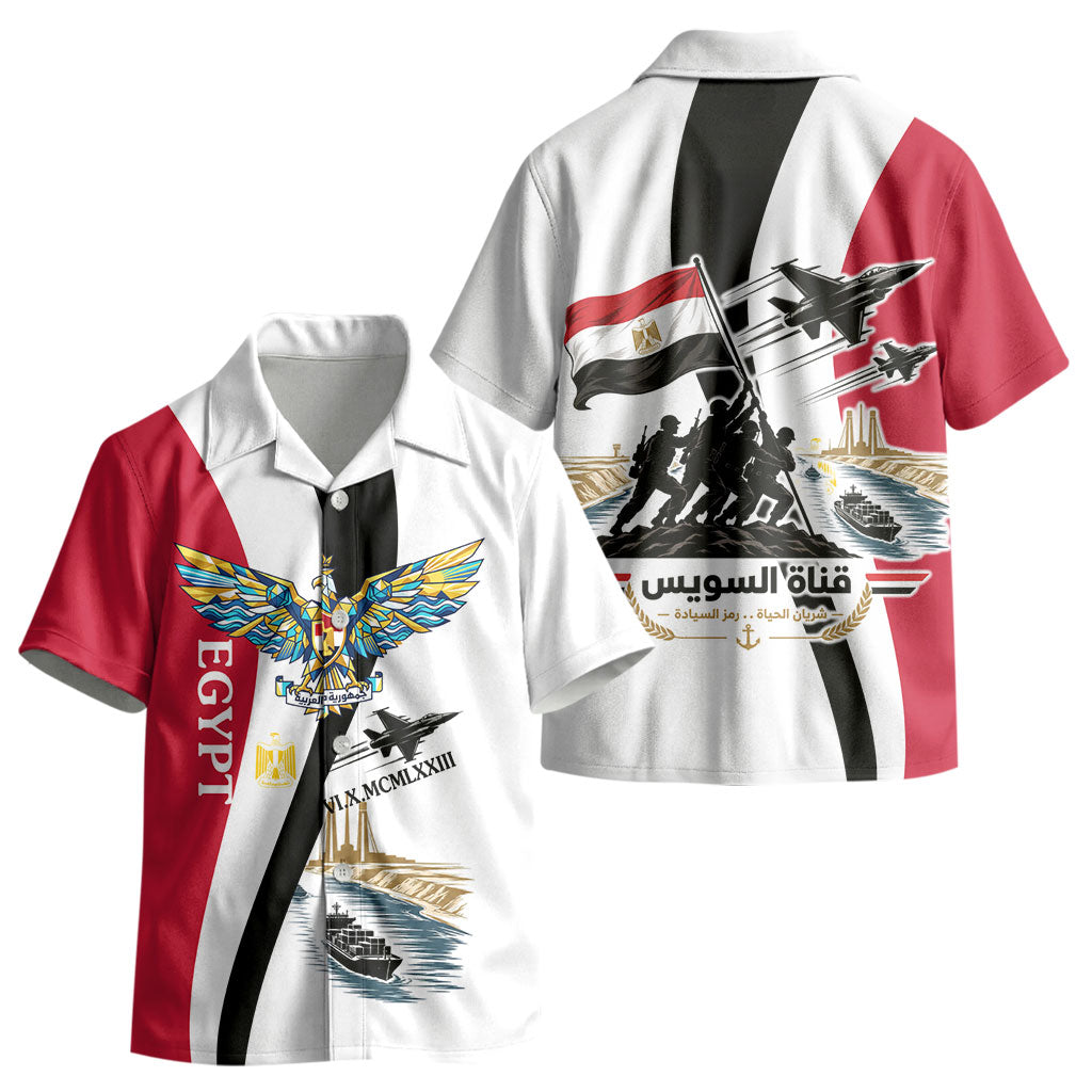 Egyptian Armed Forces Kid Hawaiian Shirt Military Flag Jet Fighter - Suez Canal - Eagle Of Saladin