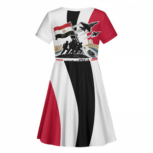Egyptian Armed Forces Kid Short Sleeve Dress Military Flag Jet Fighter - Suez Canal - Eagle Of Saladin