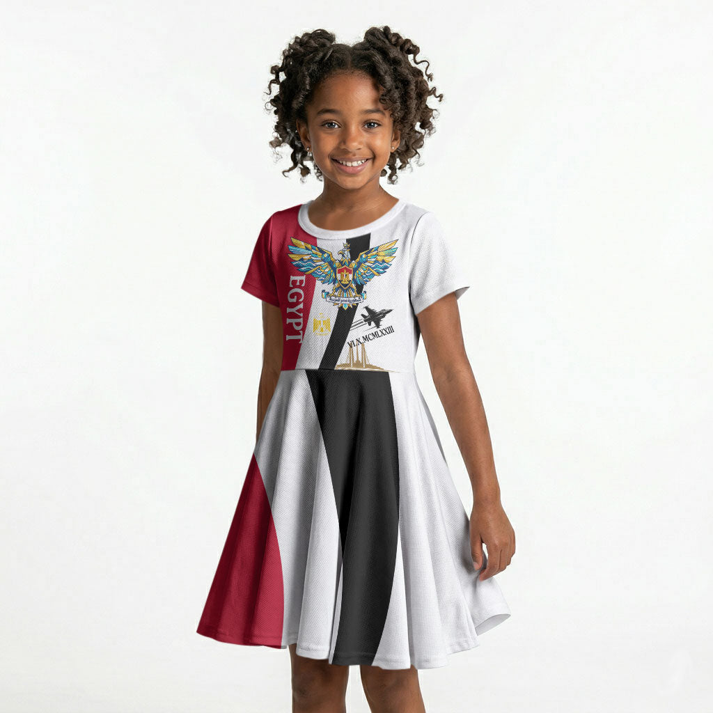 Egyptian Armed Forces Kid Short Sleeve Dress Military Flag Jet Fighter - Suez Canal - Eagle Of Saladin