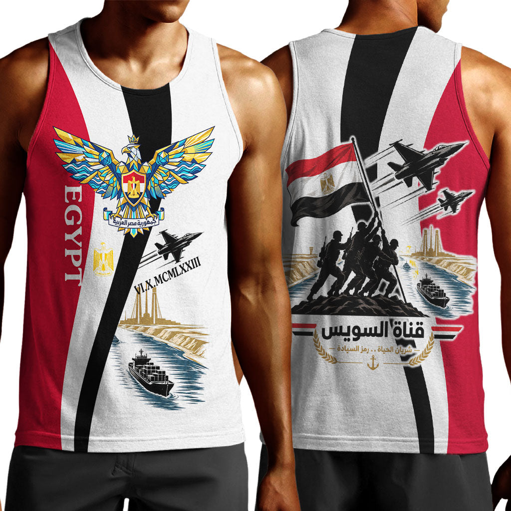 Egyptian Armed Forces Men Tank Top Military Flag Jet Fighter - Suez Canal - Eagle Of Saladin