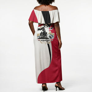 Egyptian Armed Forces Off Shoulder Maxi Dress Military Flag Jet Fighter - Suez Canal - Eagle Of Saladin