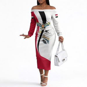 Egyptian Armed Forces Off The Shoulder Long Sleeve Dress Military Flag Jet Fighter - Suez Canal - Eagle Of Saladin