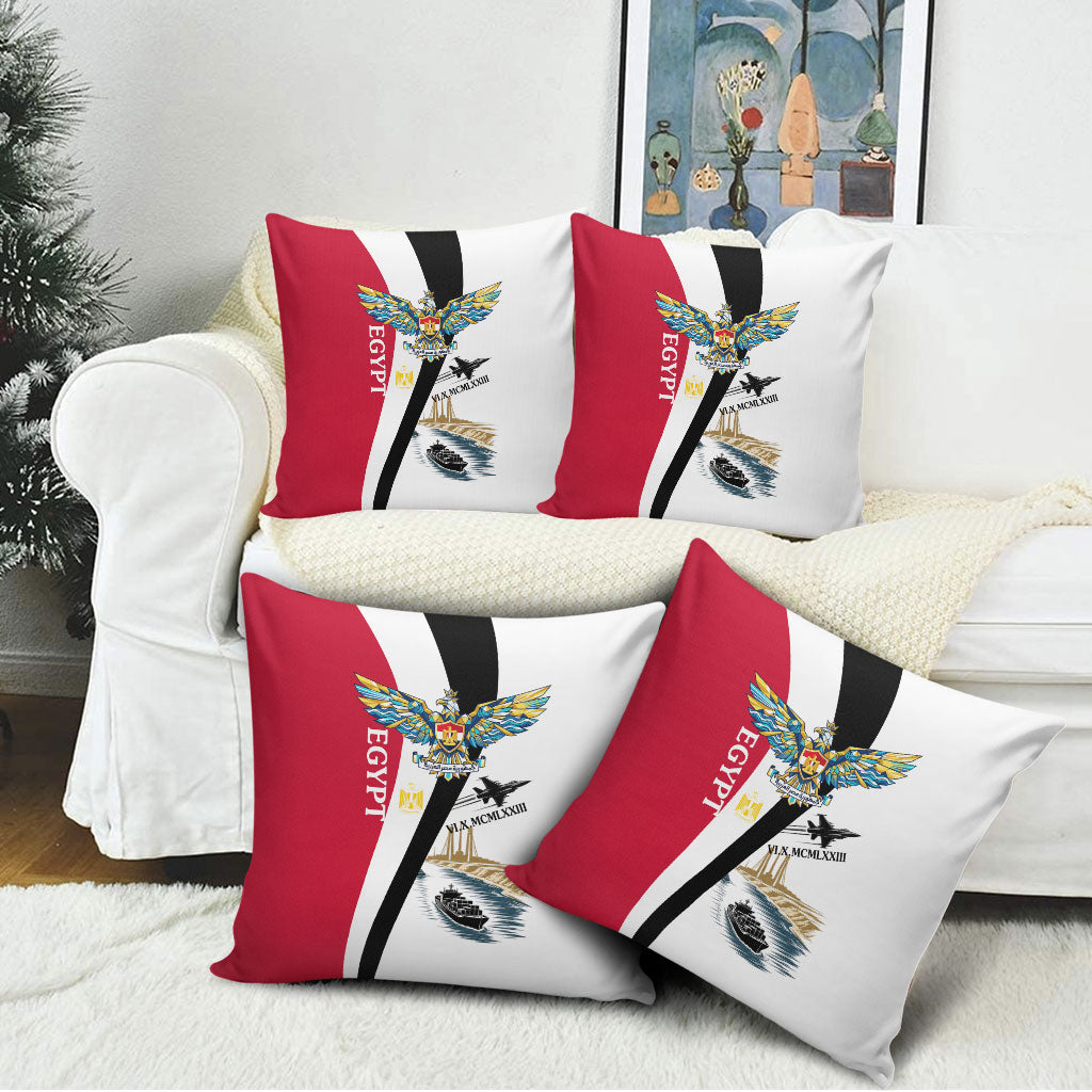 Egyptian Armed Forces Pillow Cover Military Flag Jet Fighter - Suez Canal - Eagle Of Saladin