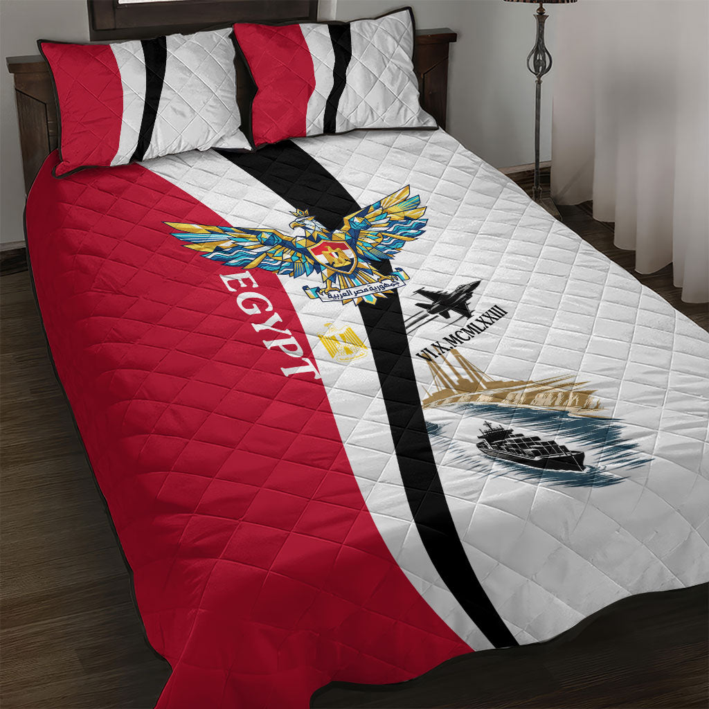 Egyptian Armed Forces Quilt Bed Set Military Flag Jet Fighter - Suez Canal - Eagle Of Saladin
