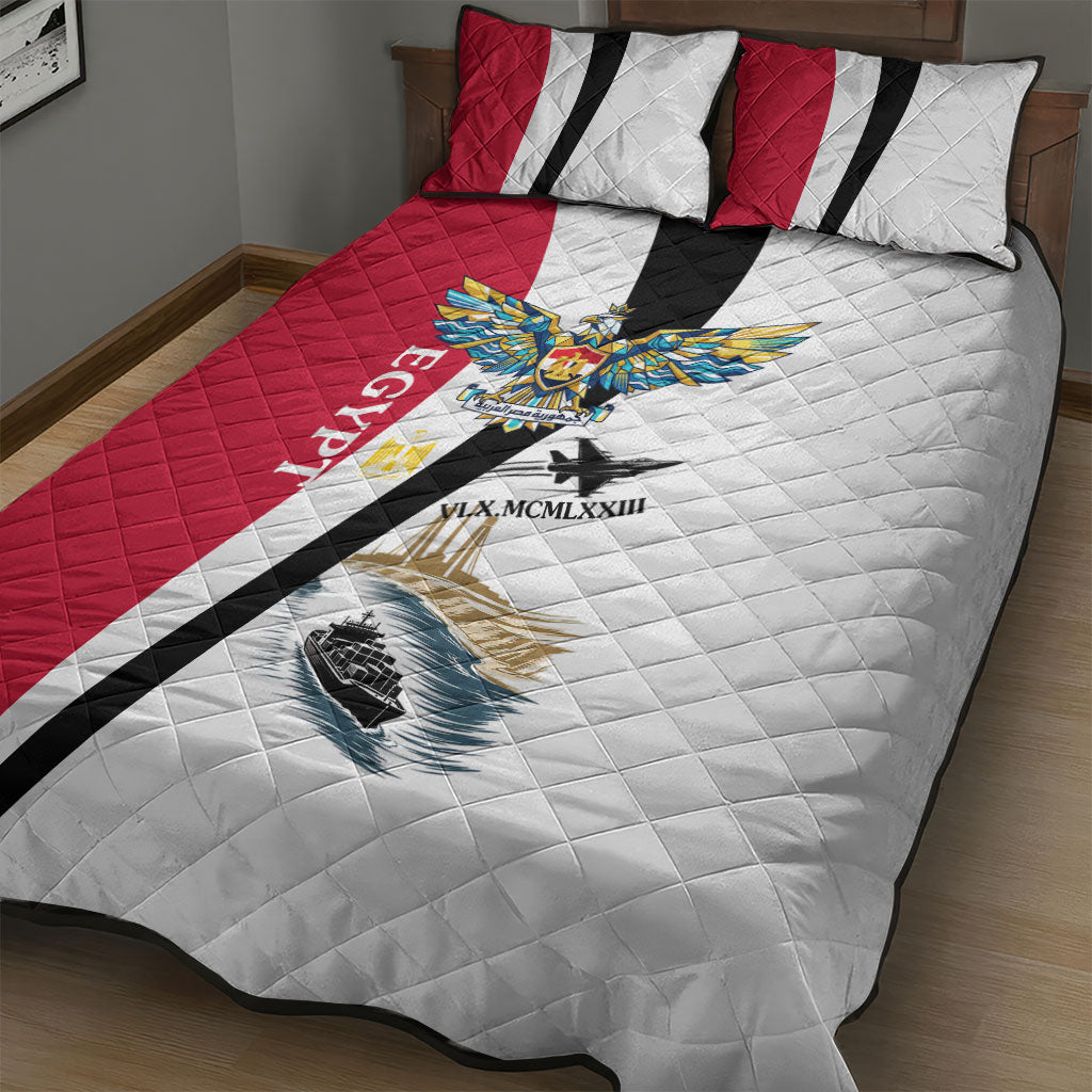 Egyptian Armed Forces Quilt Bed Set Military Flag Jet Fighter - Suez Canal - Eagle Of Saladin