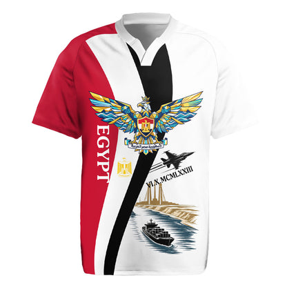 Egyptian Armed Forces Rugby Jersey Military Flag Jet Fighter - Suez Canal - Eagle Of Saladin