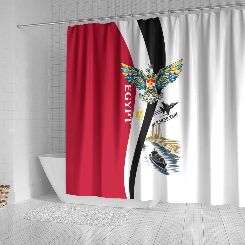 Egyptian Armed Forces Shower Curtain Military Flag Jet Fighter - Suez Canal - Eagle Of Saladin