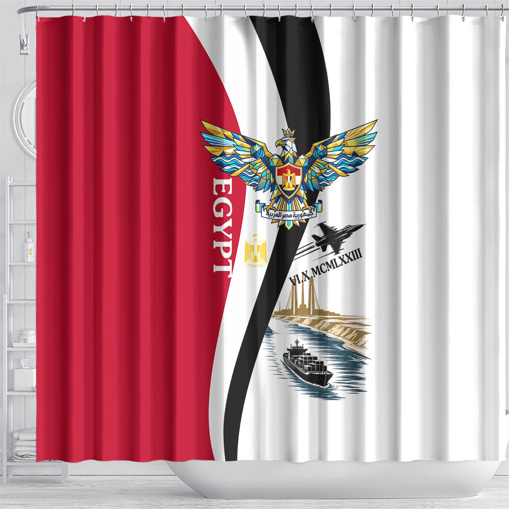 Egyptian Armed Forces Shower Curtain Military Flag Jet Fighter - Suez Canal - Eagle Of Saladin