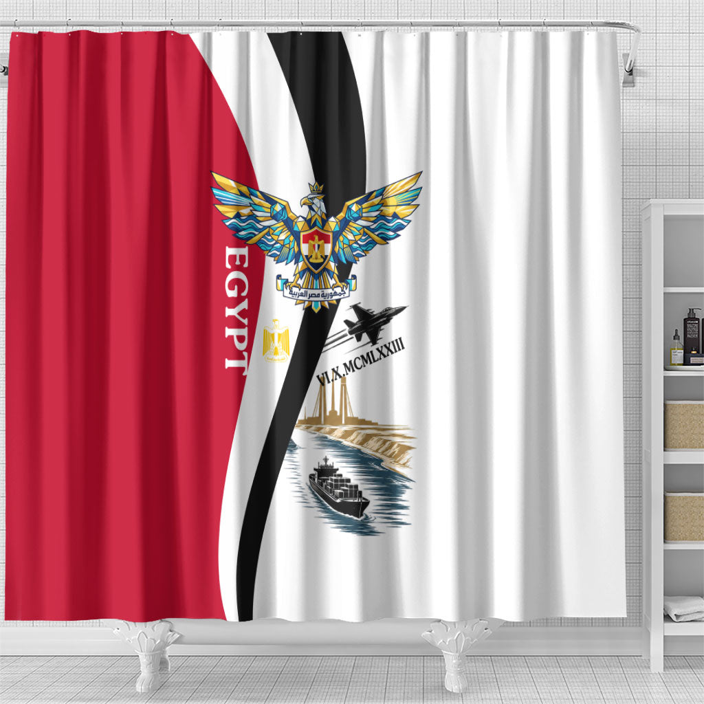 Egyptian Armed Forces Shower Curtain Military Flag Jet Fighter - Suez Canal - Eagle Of Saladin