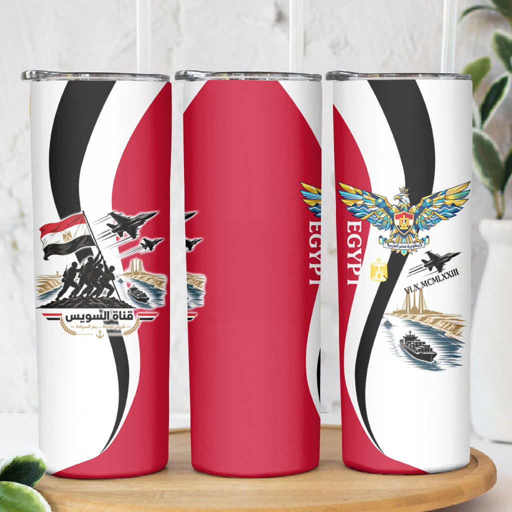 Egyptian Armed Forces Skinny Tumbler Military Flag Jet Fighter - Suez Canal - Eagle Of Saladin