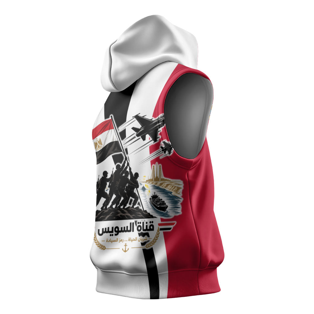 Egyptian Armed Forces Sleeveless Hoodie Military Flag Jet Fighter - Suez Canal - Eagle Of Saladin
