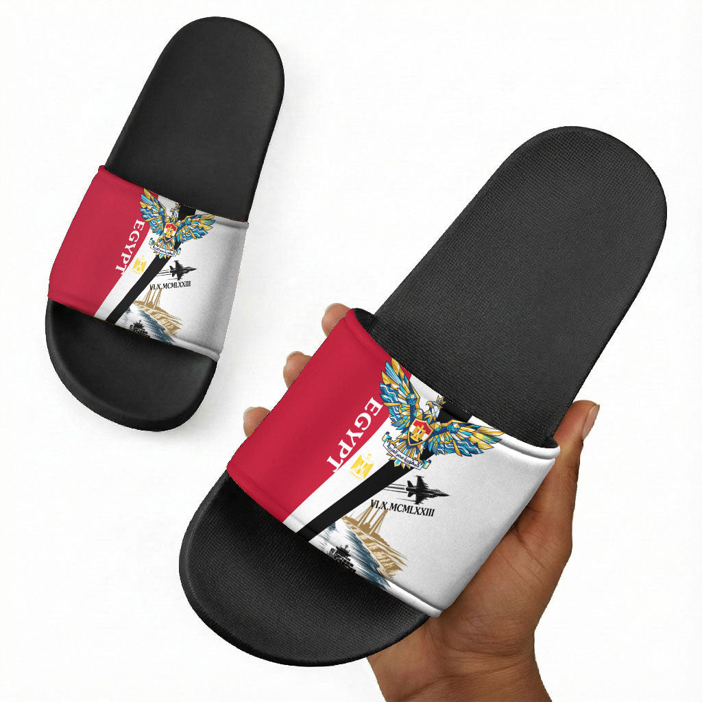 Egyptian Armed Forces Slide Sandals Military Flag Jet Fighter - Suez Canal - Eagle Of Saladin