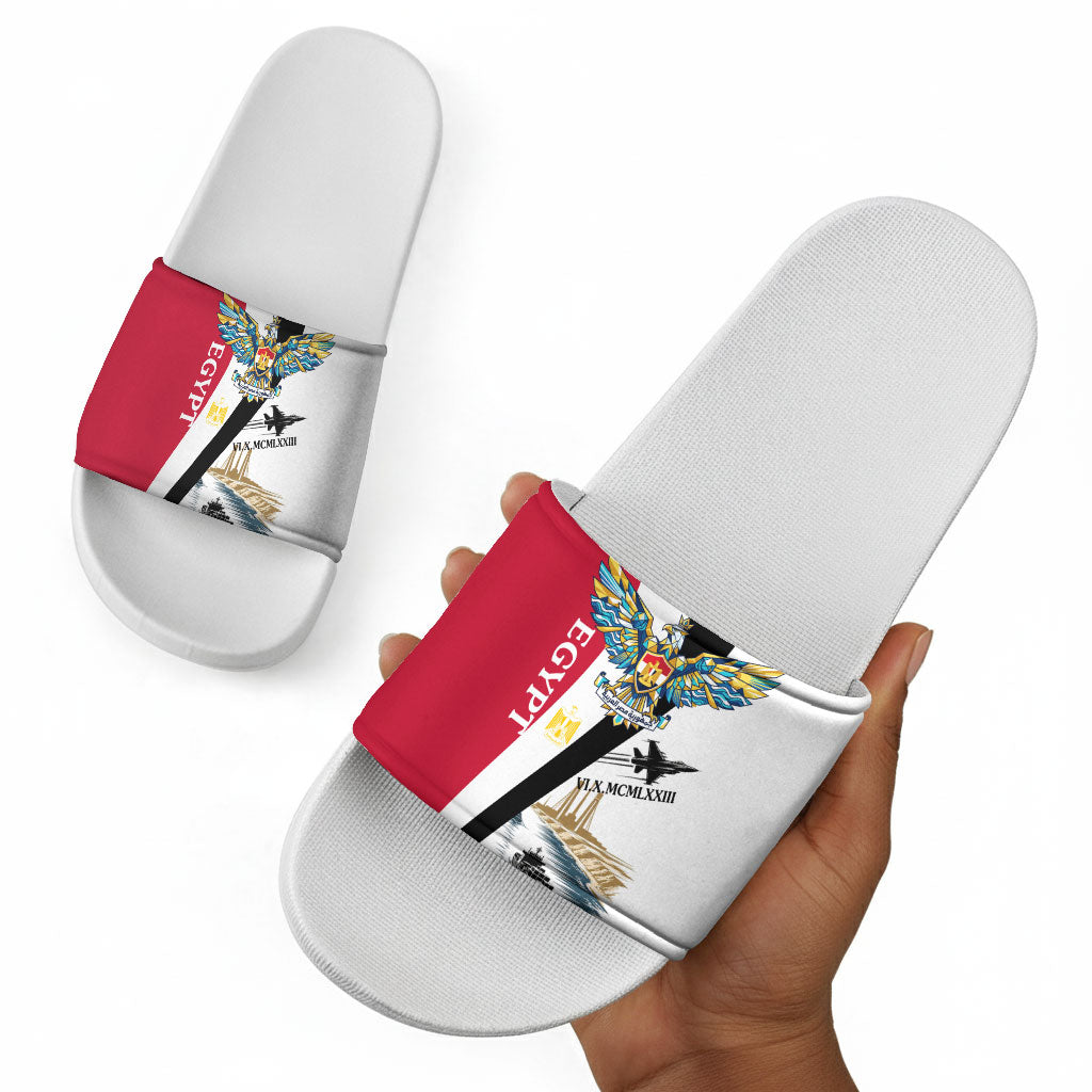 Egyptian Armed Forces Slide Sandals Military Flag Jet Fighter - Suez Canal - Eagle Of Saladin