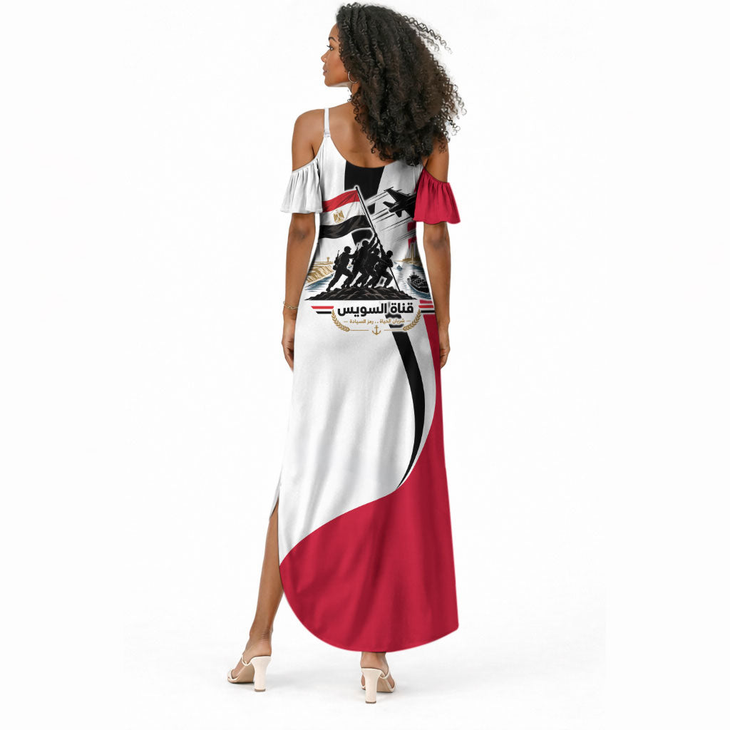 Egyptian Armed Forces Summer Maxi Dress Military Flag Jet Fighter - Suez Canal - Eagle Of Saladin