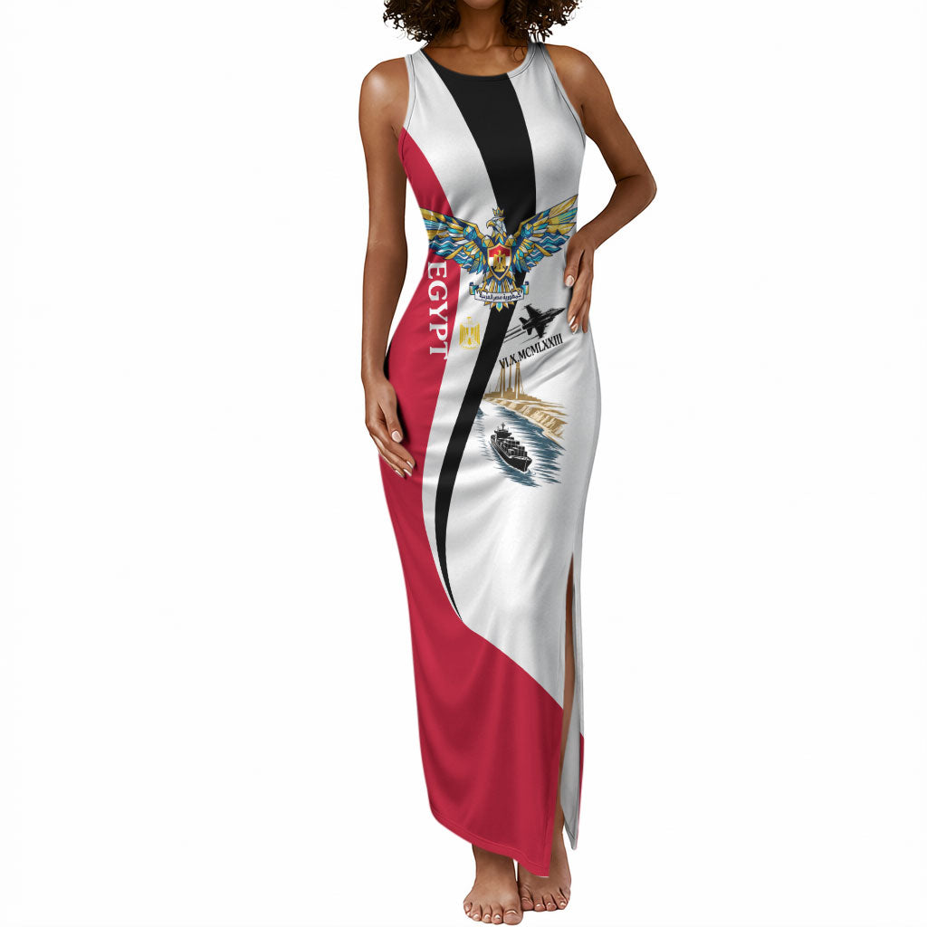 Egyptian Armed Forces Tank Maxi Dress Military Flag Jet Fighter - Suez Canal - Eagle Of Saladin