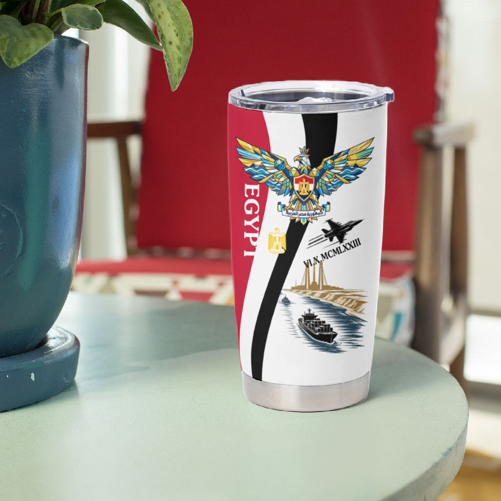 Egyptian Armed Forces Tumbler Cup Military Flag Jet Fighter - Suez Canal - Eagle Of Saladin