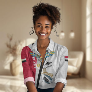 Egyptian Armed Forces Women Casual Shirt Military Flag Jet Fighter - Suez Canal - Eagle Of Saladin
