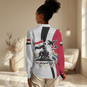 Egyptian Armed Forces Women Casual Shirt Military Flag Jet Fighter - Suez Canal - Eagle Of Saladin