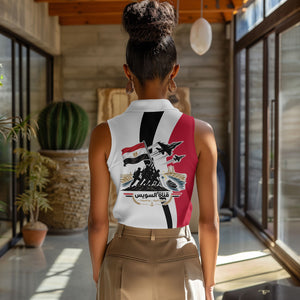 Egyptian Armed Forces Women Sleeveless Polo Shirt Military Flag Jet Fighter - Suez Canal - Eagle Of Saladin