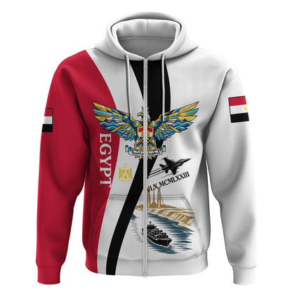 Egyptian Armed Forces Zip Hoodie Military Flag Jet Fighter - Suez Canal - Eagle Of Saladin