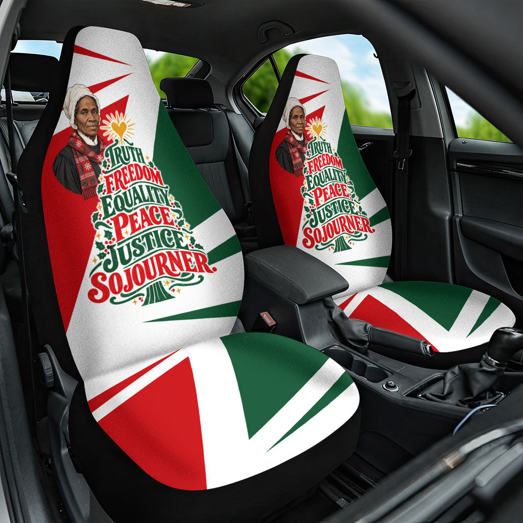 Sojourner Truth Christmas Car Seat Cover Festive Holiday Graphic With Freedom Equality Peace Text