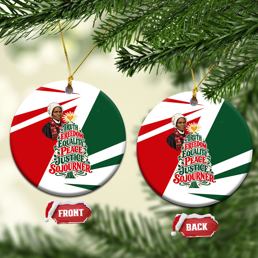 Sojourner Truth Christmas Ceramic Ornament Festive Holiday Graphic With Freedom Equality Peace Text