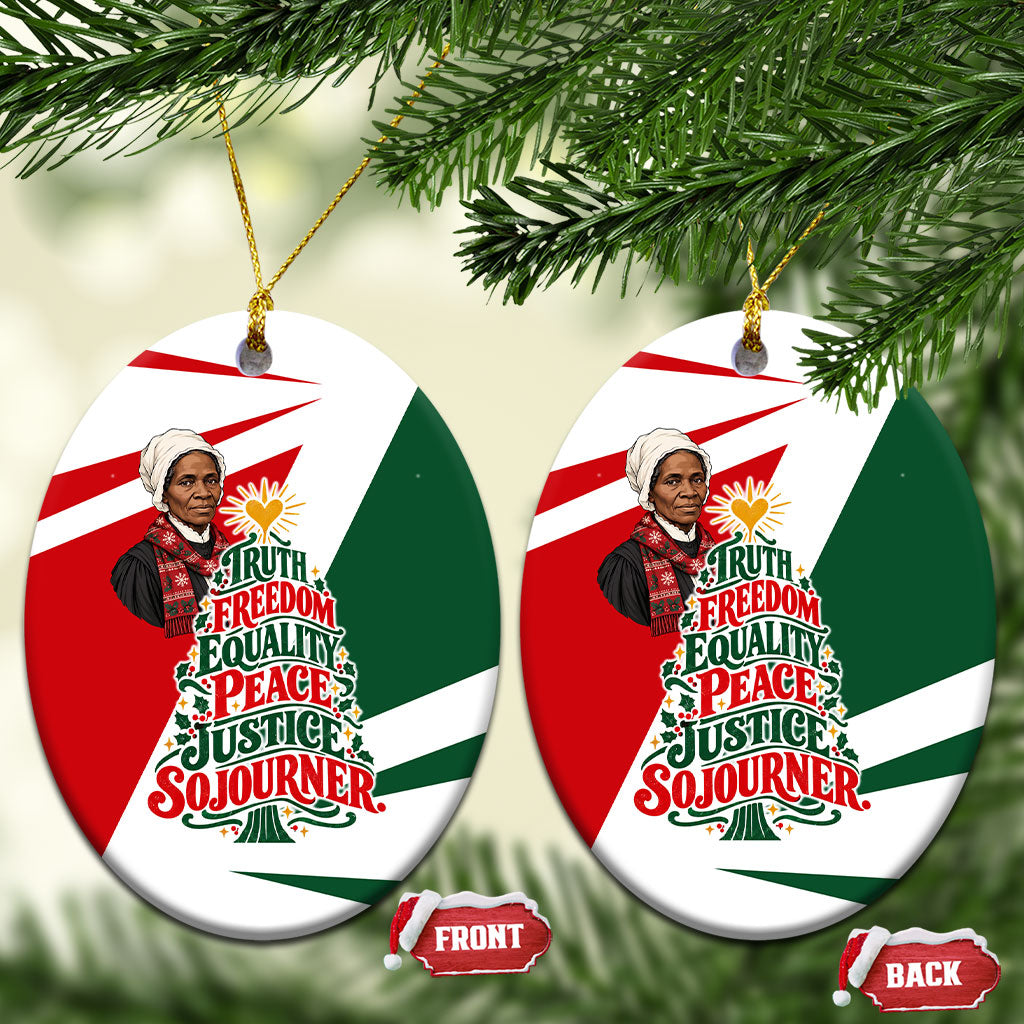 Sojourner Truth Christmas Ceramic Ornament Festive Holiday Graphic With Freedom Equality Peace Text