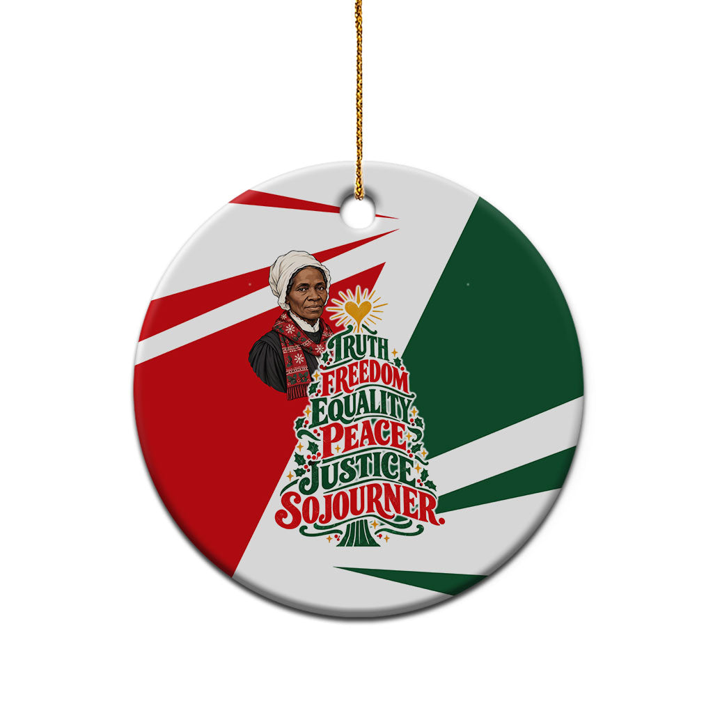 Sojourner Truth Christmas Ceramic Ornament Festive Holiday Graphic With Freedom Equality Peace Text
