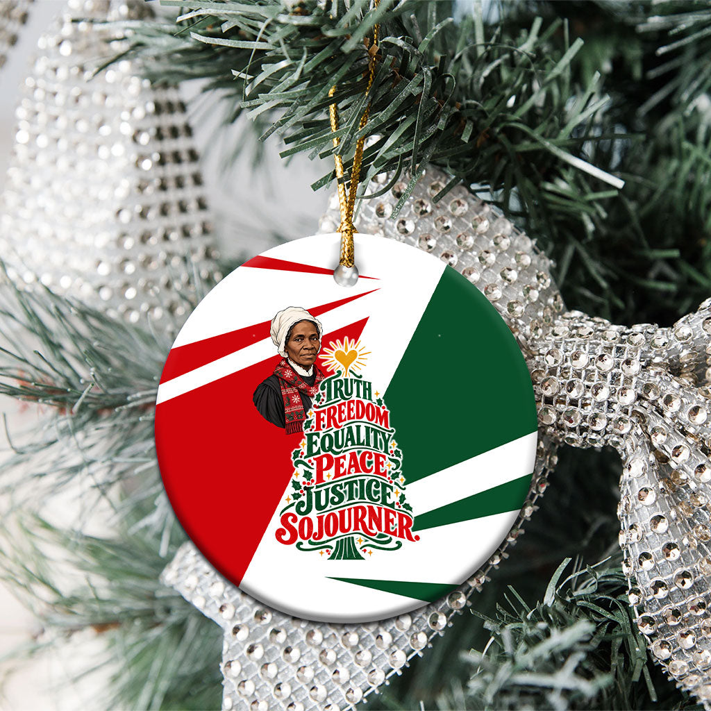Sojourner Truth Christmas Ceramic Ornament Festive Holiday Graphic With Freedom Equality Peace Text