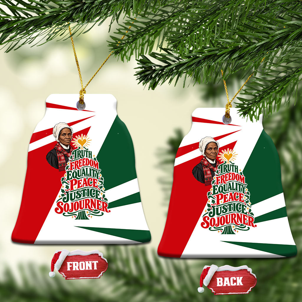 Sojourner Truth Christmas Ceramic Ornament Festive Holiday Graphic With Freedom Equality Peace Text