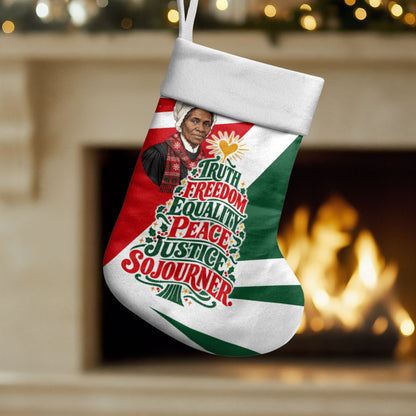 Sojourner Truth Christmas Stocking Festive Holiday Graphic With Freedom Equality Peace Text