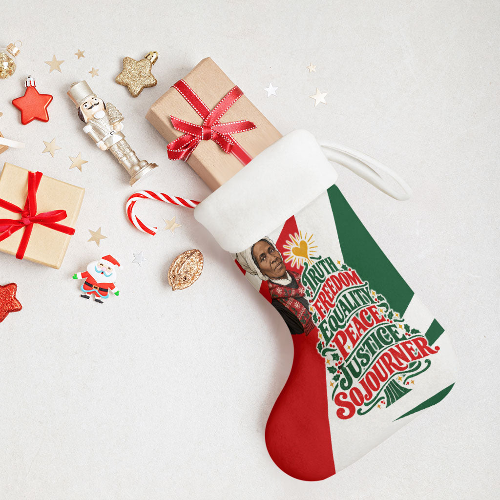 Sojourner Truth Christmas Stocking Festive Holiday Graphic With Freedom Equality Peace Text