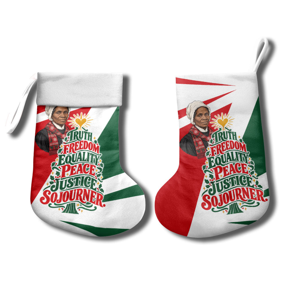 Sojourner Truth Christmas Stocking Festive Holiday Graphic With Freedom Equality Peace Text