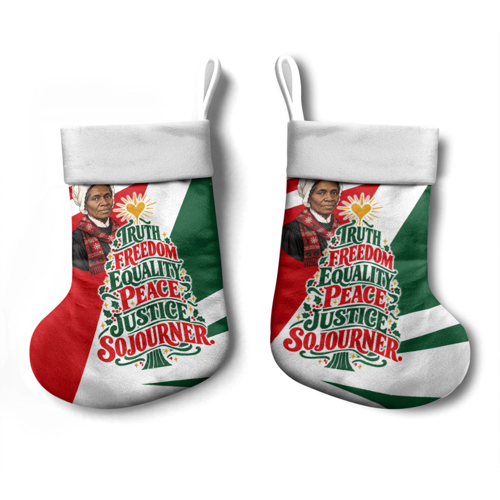 Sojourner Truth Christmas Stocking Festive Holiday Graphic With Freedom Equality Peace Text
