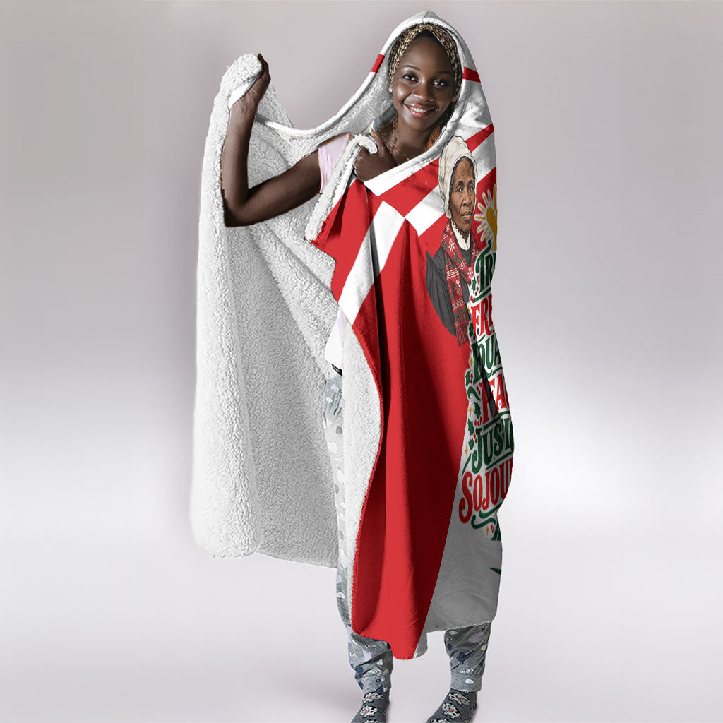 Sojourner Truth Christmas Hooded Blanket Festive Holiday Graphic With Freedom Equality Peace Text