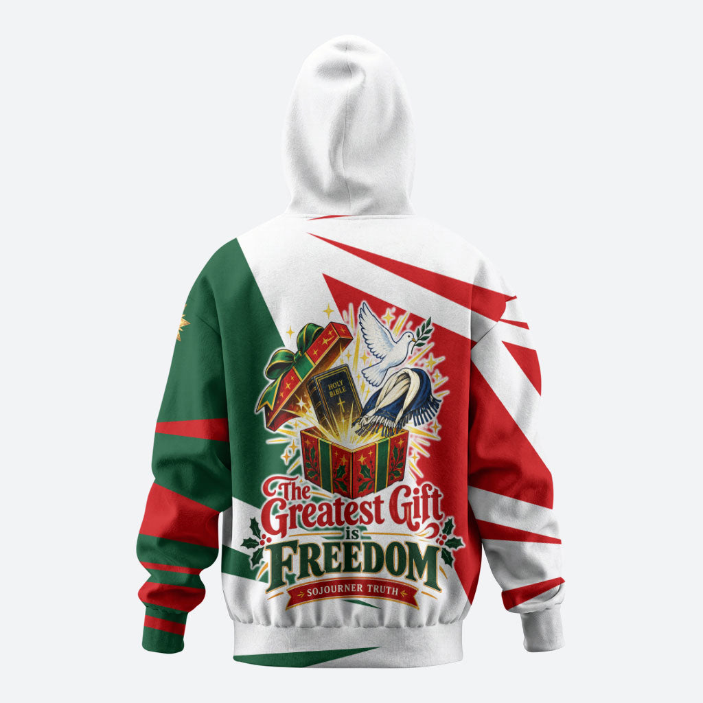 Sojourner Truth Christmas Hoodie Festive Holiday Graphic With Freedom Equality Peace Text
