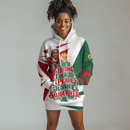 Sojourner Truth Christmas Hoodie Dress Festive Holiday Graphic With Freedom Equality Peace Text