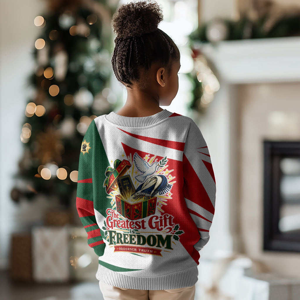 Sojourner Truth Christmas Kid Ugly Christmas Sweater Festive Holiday Graphic With Freedom Equality Peace Text