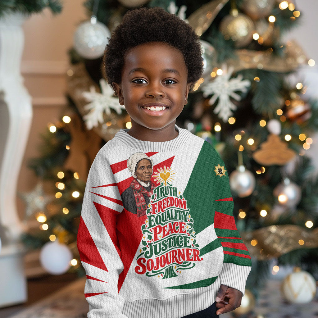 Sojourner Truth Christmas Kid Ugly Christmas Sweater Festive Holiday Graphic With Freedom Equality Peace Text