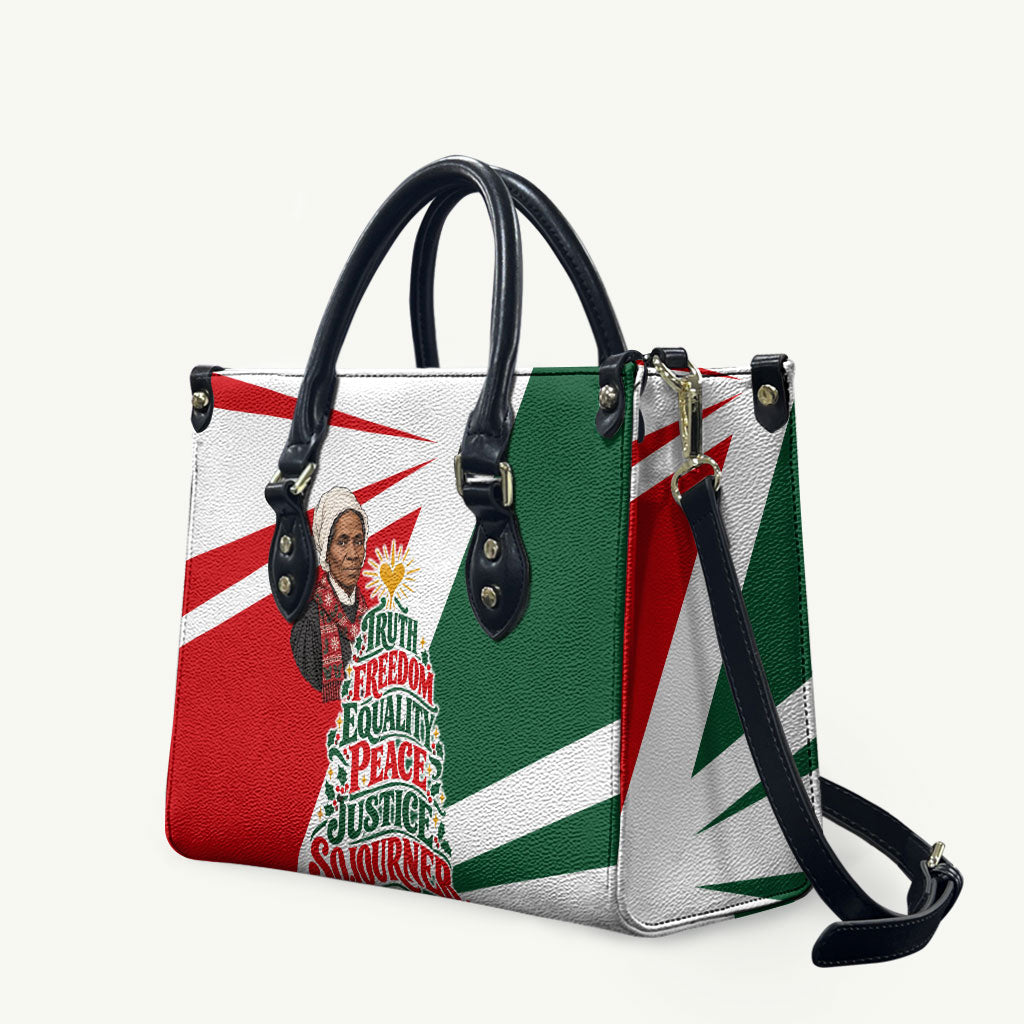 Sojourner Truth Christmas Leather Bag Festive Holiday Graphic With Freedom Equality Peace Text